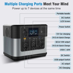 LVYUAN kannettava voimalaitos 1200W 1008Wh LiFePO4-akku varavirtalähde retkeilyyn