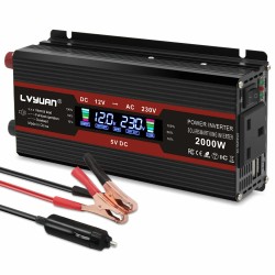 Lvyuan F-2000A muokattu siniaaltoinvertteri LCD-näytöllä 12 V–230 V 800 W jatkuva 2000 W huipputeho