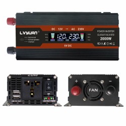Lvyuan F-2000A muokattu siniaaltoinvertteri LCD-näytöllä 12 V–230 V 800 W jatkuva 2000 W huipputeho