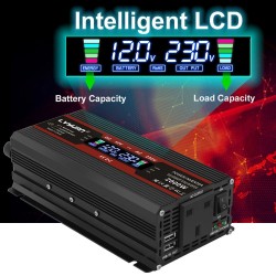 Lvyuan F-2000A muokattu siniaaltoinvertteri LCD-näytöllä 12 V–230 V 800 W jatkuva 2000 W huipputeho