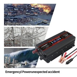 Lvyuan F-2000A muokattu siniaaltoinvertteri LCD-näytöllä 12 V–230 V 800 W jatkuva 2000 W huipputeho