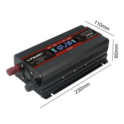 Lvyuan F-2000A muokattu siniaaltoinvertteri LCD-näytöllä 12 V–230 V 800 W jatkuva 2000 W huipputeho