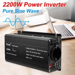 Lvyuan autoinvertteri 12V-220V 800W 2200W huippu Foval EU-pistoke puhdas siniaalto LED-näyttö