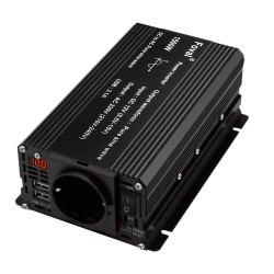 Lvyuan 12V–220V autoinvertteri 500W (1500W huippu) puhdas siniaalto, kaksi USB-porttia, EU-pistoke F-500P