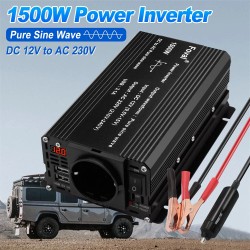 Lvyuan 12V–220V autoinvertteri 500W (1500W huippu) puhdas siniaalto, kaksi USB-porttia, EU-pistoke F-500P