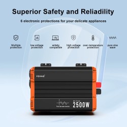FCHAO KSC-2500W 2500W (5000W huippu) puhdas siniaaltoinvertteri 12/24/48V 230V LCD-näytöllä kaukosäätimellä