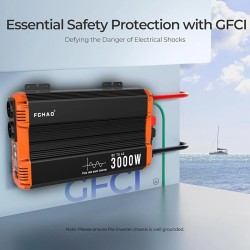 FCHAO puhdas siniaaltoinvertteri 3000W 12/24/48V 230V 6000W huippu kahdella eurooppalaisella pistorasialla näyttö