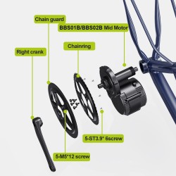 BAFANG BBS-01B keskimoottori 48V 250W muunnossarja ketjupyörällä DPC010 näyttö peukalokaasu