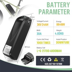 Varstrom g80 36v 24ah 864wh sähköpyörän akku lg 21700 30a bms xt60 4a laturi