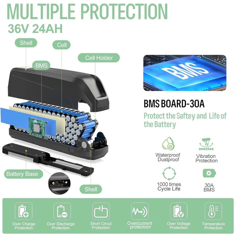 Varstrom g80 36v 24ah 864wh sähköpyörän akku lg 21700 30a bms xt60 4a laturi