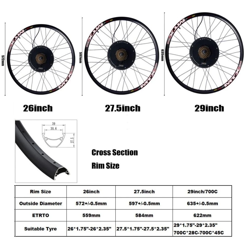 CSC SW900 MTX 48V 1000W takapyörän napamoottorin muunnossarja 45-55 km/h harjaton 26/27,5/29/700C