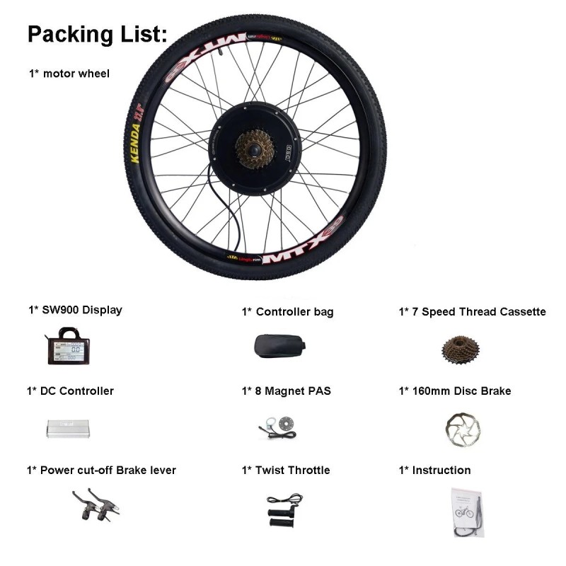 CSC SW900 MTX 48V 1000W takapyörän napamoottorin muunnossarja 45-55 km/h harjaton 26/27,5/29/700C
