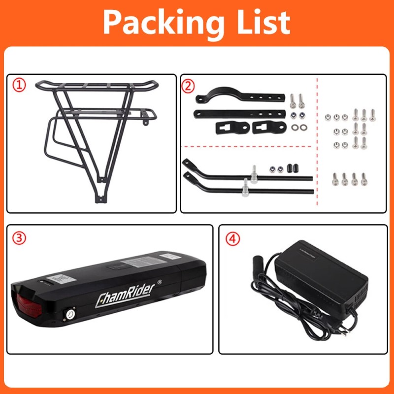 ChamRider malli A 48V 24Ah taka-akku LG 21700 50A akkuhallinta 4A laturi yhteensopiva 250W–2000W moottoreille