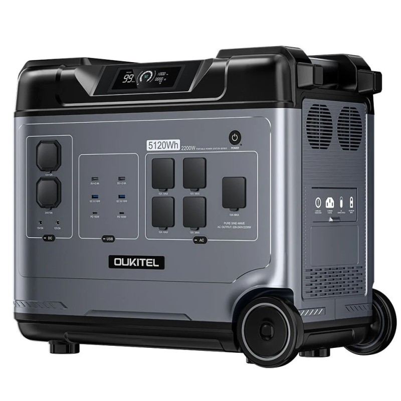 OUKITEL P5000 kannettava varavirtalähde 5120Wh LiFePO4-akku 5x AC-pistorasiaa 4000W huippu 15 lähtöä