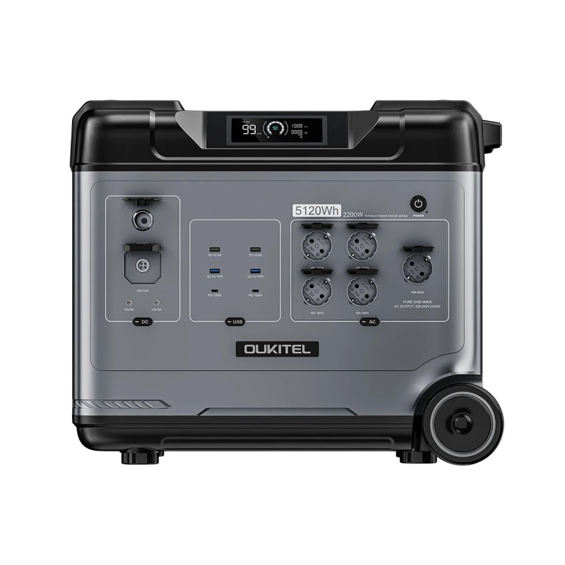 OUKITEL P5000 kannettava varavirtalähde 5120Wh LiFePO4-akku 5x AC-pistorasiaa 4000W huippu 15 lähtöä
