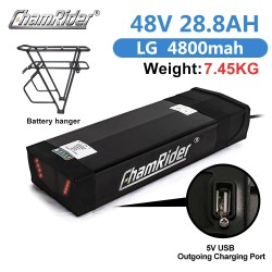 ChamRider malli B 48V 28,8Ah sähköpyörän taka-akku LG 21700-kennoilla 50 A:n suojauksella