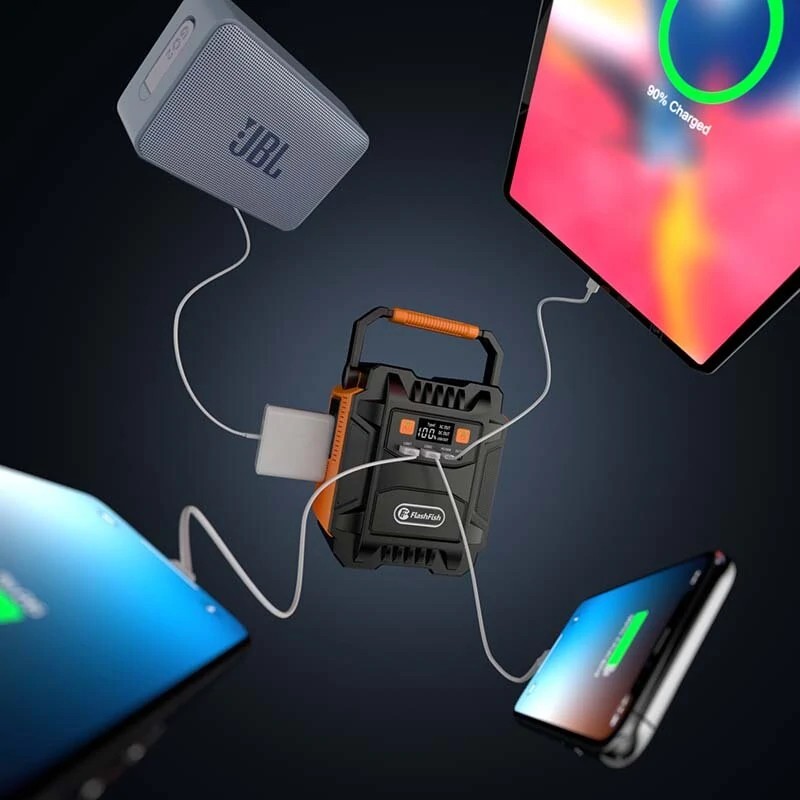 FlashFish 200W kannettava aurinkogeneraattori 172Wh 48000mAh 110V 220V hätävalaistus retkeily