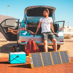 FlashFish TSP18V taitettava aurinkopaneeli 100W 18V kannettava aurinkolaturi USB-C 65W USB-A 18W DC-lähtö