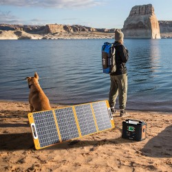 FlashFish TSP18V taitettava aurinkopaneeli 100W 18V kannettava aurinkolaturi USB-C 65W USB-A 18W DC-lähtö