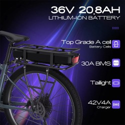 Varstrom 36V 20,8Ah 748,8Wh takatelineakku 18650 2600mAh 30A BMS-suojalla 4A laturilla sopii 36V 250–1500W moottorille