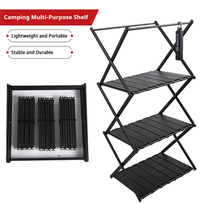 IPRee ultrakevyt kaksitoiminen taitettava ulkokäyttöön tarkoitettu monikerroksinen säilytyspöytä