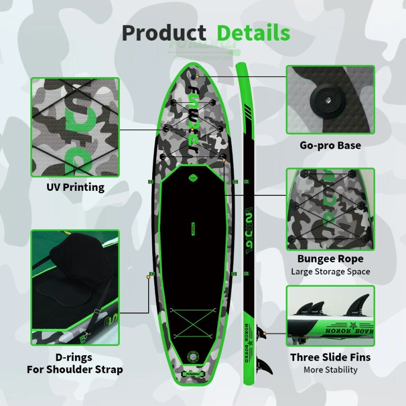 FunWater ilmatäytteinen sup-lauta 330x84x15 cm 150 kg kantavuus istuin mela reppu