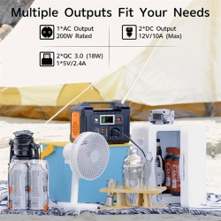 FlashFish E200 kannettava 200 W virtalähde 40800 mAh aurinkoladattava 220 V AC-pistoke USB- ja DC-portit