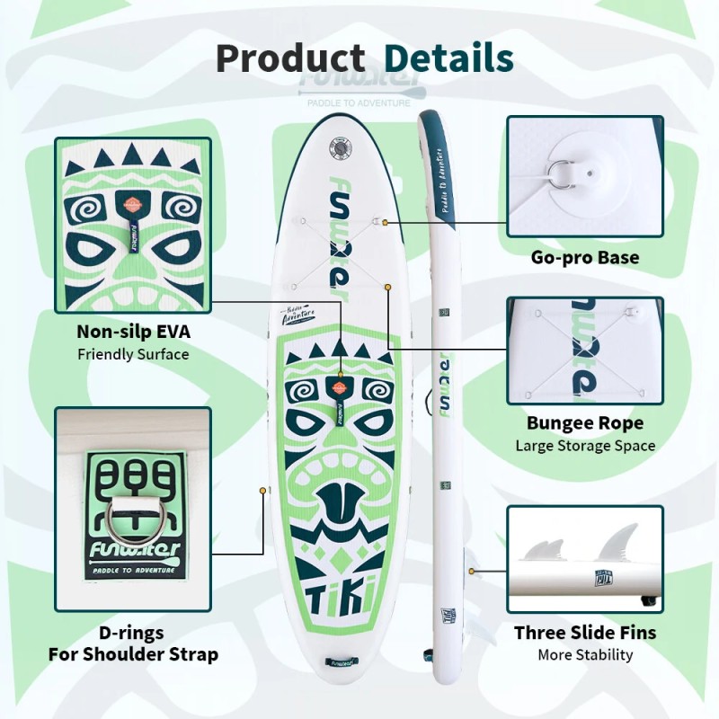FunWater ultrakevyt ilmatäytteinen sup-lauta 320x83x15 cm kaikki varusteet mukana