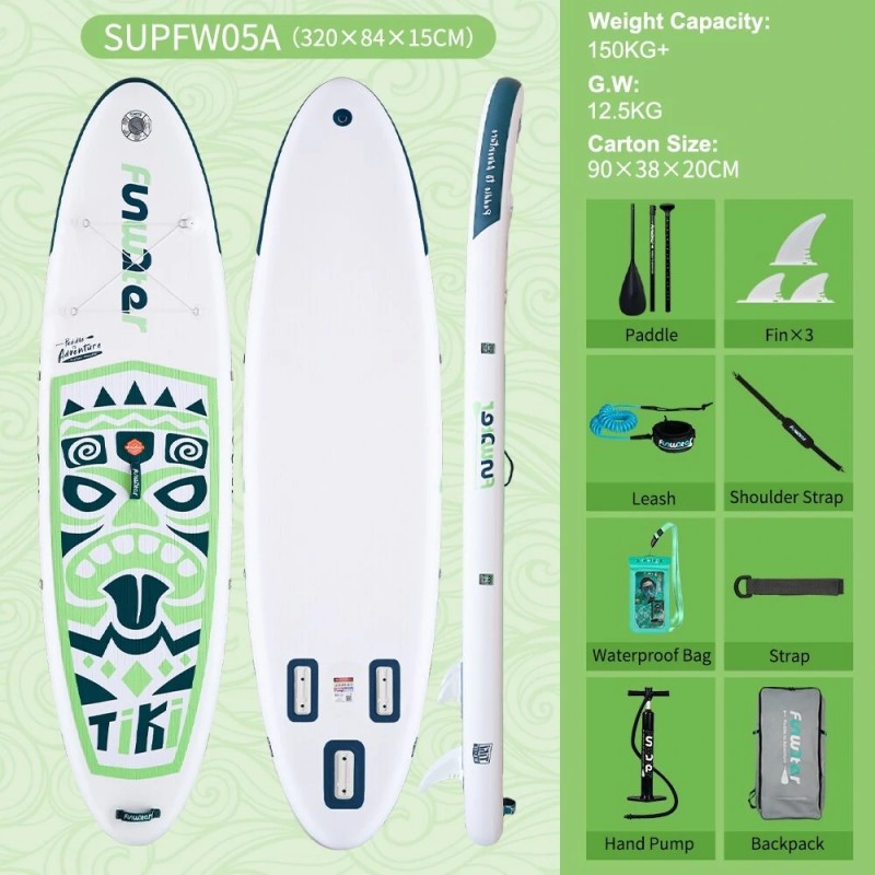 FunWater ultrakevyt ilmatäytteinen sup-lauta 320x83x15 cm kaikki varusteet mukana