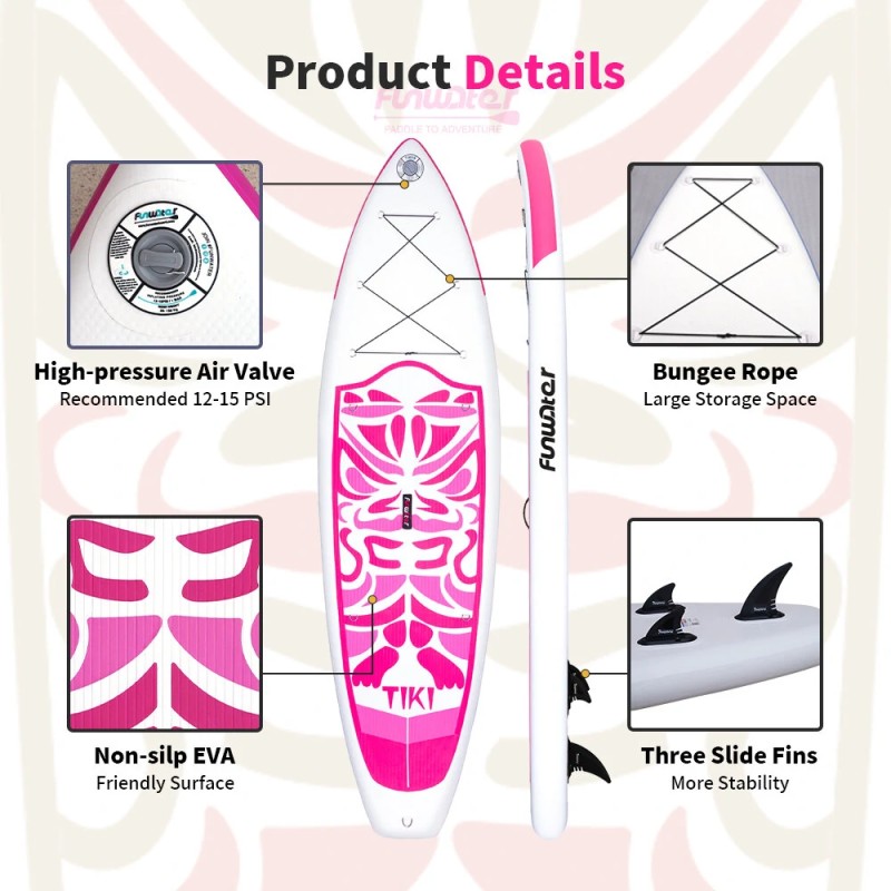 FunWater puhallettava ultrakevyt sup-lauta kaikentasoisille mukana mela pumppu reppu SUPFW02B