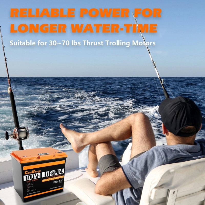 Cloudenergy 12,8V 100Ah LiFePO4 akku varavirtalähde 1280Wh IP67 100A BMS CL12-100