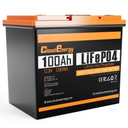 Cloudenergy 12,8V 100Ah LiFePO4 akku varavirtalähde 1280Wh IP67 100A BMS CL12-100