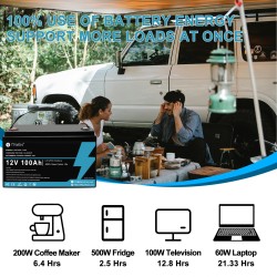 TTWEN 12V 100Ah LiFePO4 akku Bluetoothilla 100A BMS matkailuautoihin ja aurinkojärjestelmiin