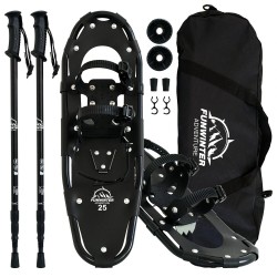 FUNWATER alumiiniset lumikengät 21/25/30 tuumaa helposti puettavat säädettävät sauvat kantokassi