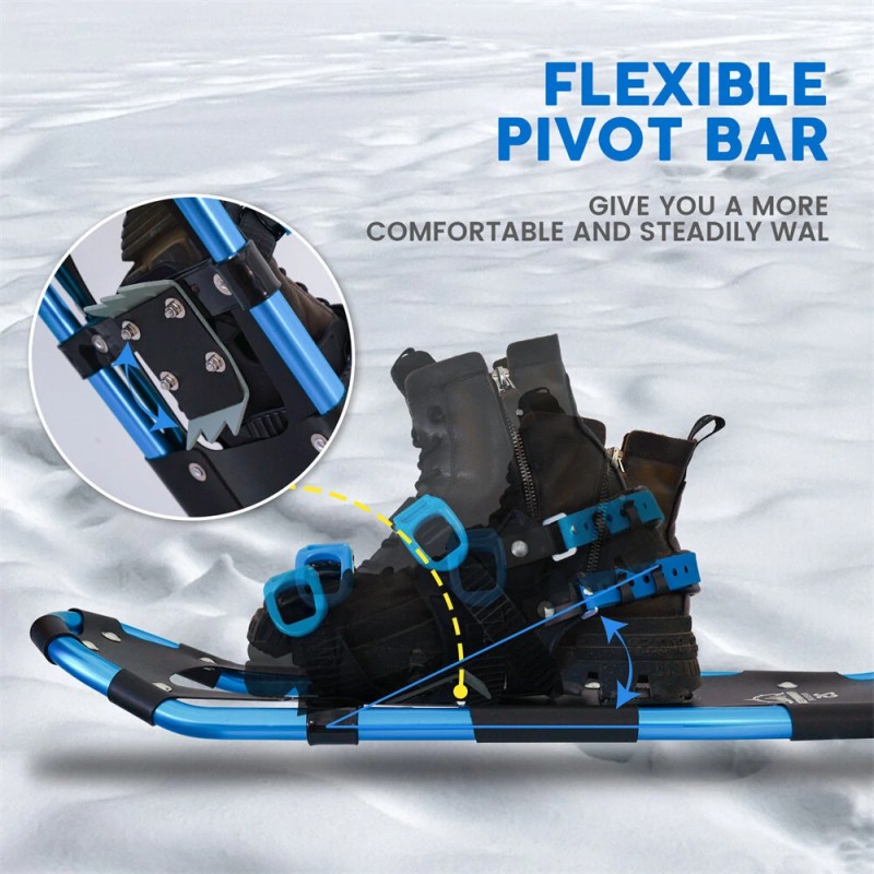 FUNWATER alumiiniset lumikengät 21/25/30 tuumaa helposti puettavat säädettävät sauvat kantokassi