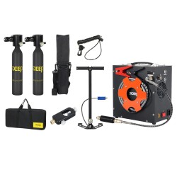 DIDEEP kaksi 0,5 litran kannettavaa sukellushengityslaitetta pumpulla sovittimella säilytyspussilla