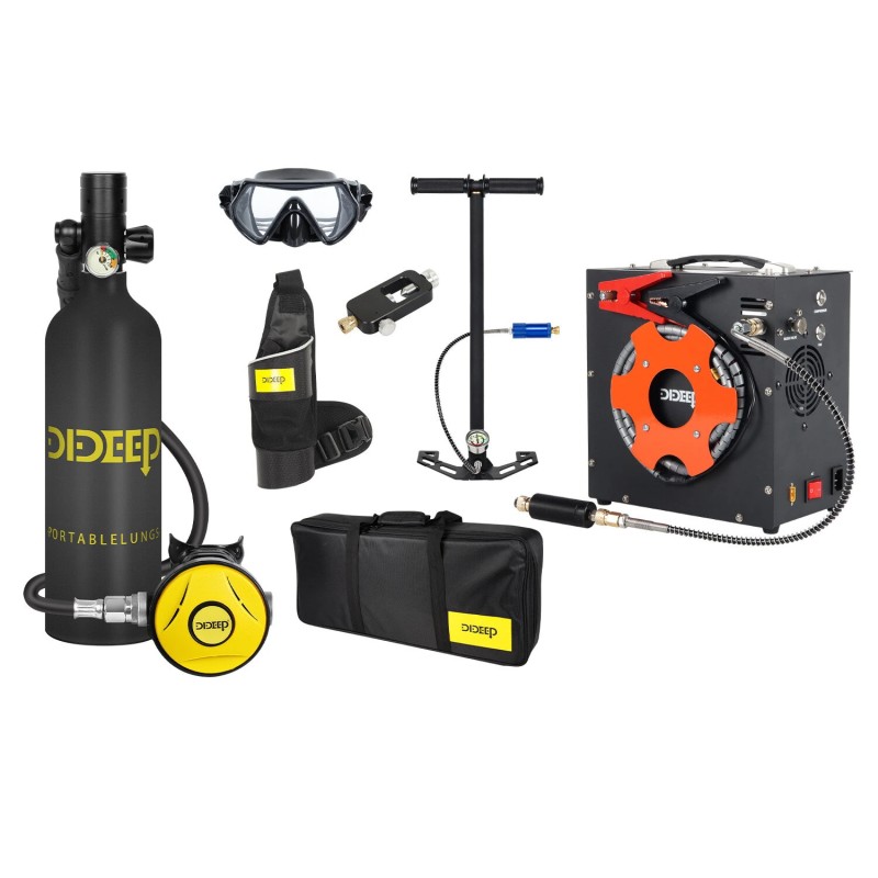 DIDEEP 1 litran kannettava sukellustankki sukellussetti sukelluslasit kantolaukku valinnainen kompressori