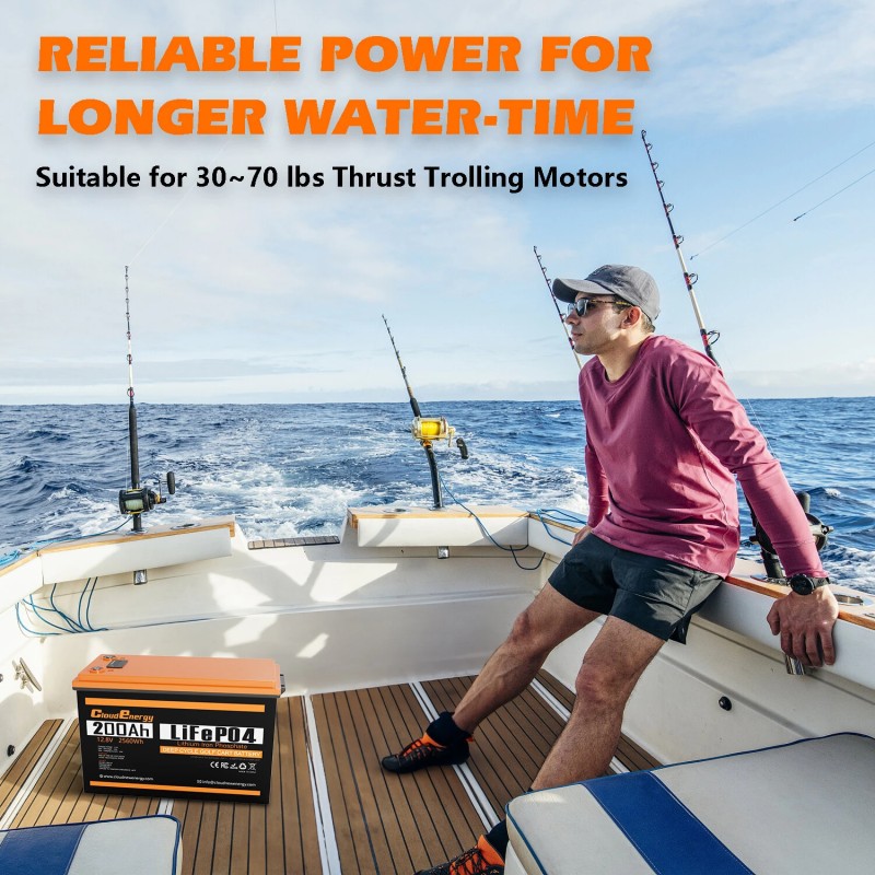 Cloudenergy 12V 200Ah LiFePO4 vara-akku 2560Wh 100A BMS sarjaan ja rinnan