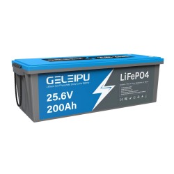 GELEIPU 25,6V 200Ah LiFePO4 akku 5120Wh sisäänrakennettu 100A BMS sopii perämoottoriin ja aurinkojärjestelmään