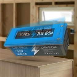 GELEIPU 25,6V 200Ah LiFePO4 akku 5120Wh sisäänrakennettu 100A BMS sopii perämoottoriin ja aurinkojärjestelmään