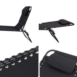 IPRee taittuva rantatuoli 190×58×30cm 150kg maksimikuorma irrotettava niskatuki 4-asentoinen selkänoja musta