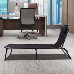 IPRee taittuva rantatuoli 190×58×30cm 150kg maksimikuorma irrotettava niskatuki 4-asentoinen selkänoja musta