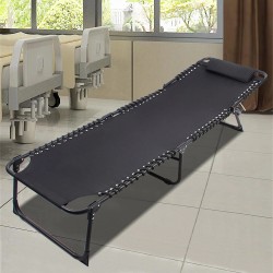 IPRee taittuva rantatuoli 190×58×30cm 150kg maksimikuorma irrotettava niskatuki 4-asentoinen selkänoja musta