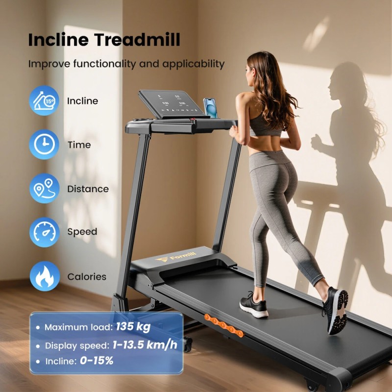 Formill FT61 taittuva juoksumatto 3,0 hv ultrahiljainen 15% kaltevuus 13,5 km/h 135 kg kantavuus
