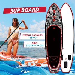 FunWater ilmatäytteinen SUP-lauta punainen koko 330x84x15cm 150 kg kantavuus istuimella vesitiiviillä puhelinkotelolla