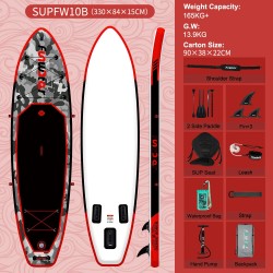 FunWater ilmatäytteinen SUP-lauta punainen koko 330x84x15cm 150 kg kantavuus istuimella vesitiiviillä puhelinkotelolla