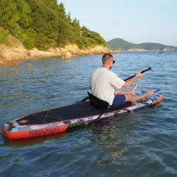 FunWater ilmatäytteinen SUP-lauta punainen koko 330x84x15cm 150 kg kantavuus istuimella vesitiiviillä puhelinkotelolla