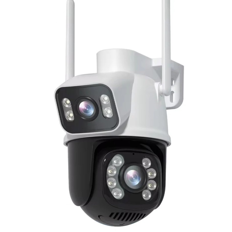 Hiseeu 6MP 4K ulkokamera panorointi ja kallistus kahdella linssillä tekoäly ihmistunnistus