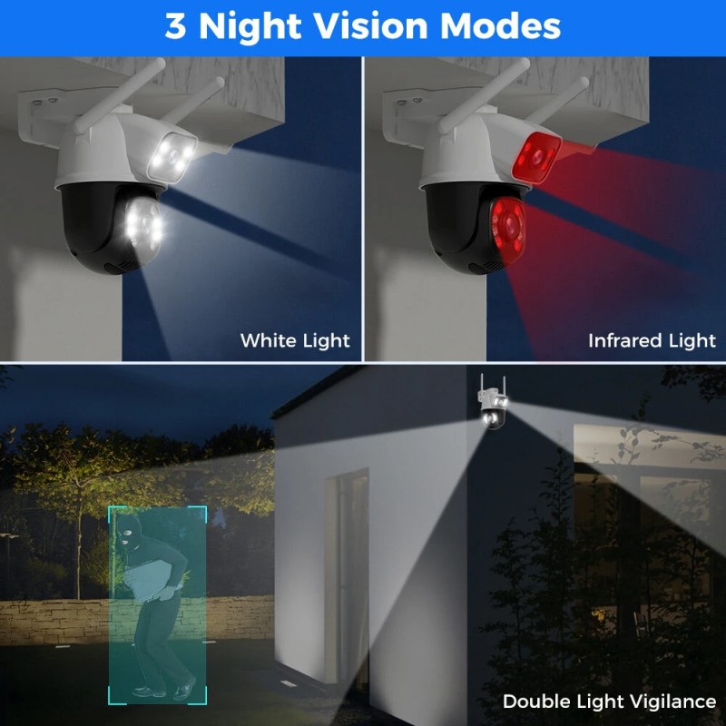 Hiseeu 6MP 4K ulkokamera panorointi ja kallistus kahdella linssillä tekoäly ihmistunnistus