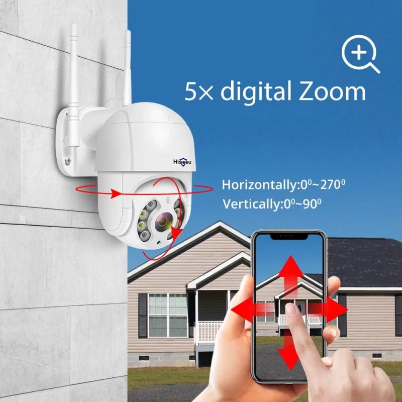 Hiseeu WHD812/WHD813 2MP/3MP PTZ langaton WiFi IP-valvontakamera 1080p 5x digitaalinen zoomaus iCSee-sovellus